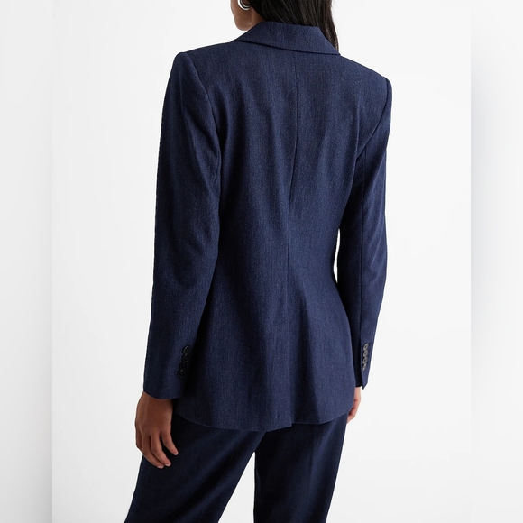 NWT Editor One Button Blazer - heathered blue - Picture 4 of 7